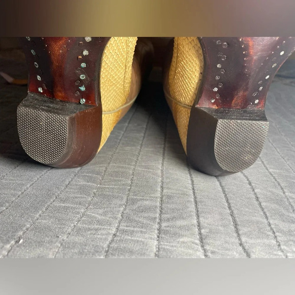 Justin Vintage Genuine Snakeskin Two-Tone Leather Cowboy Boots size 5.5B NWT - Picture 7 of 15